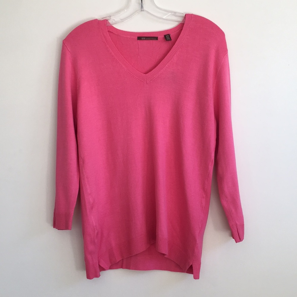 525 America Pink Sweater vneck stretch longsleeve